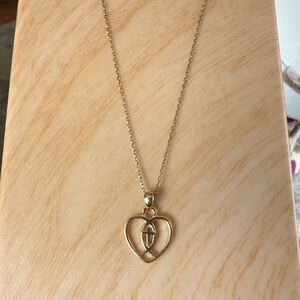 Gold Heart with cross Pendant Necklace